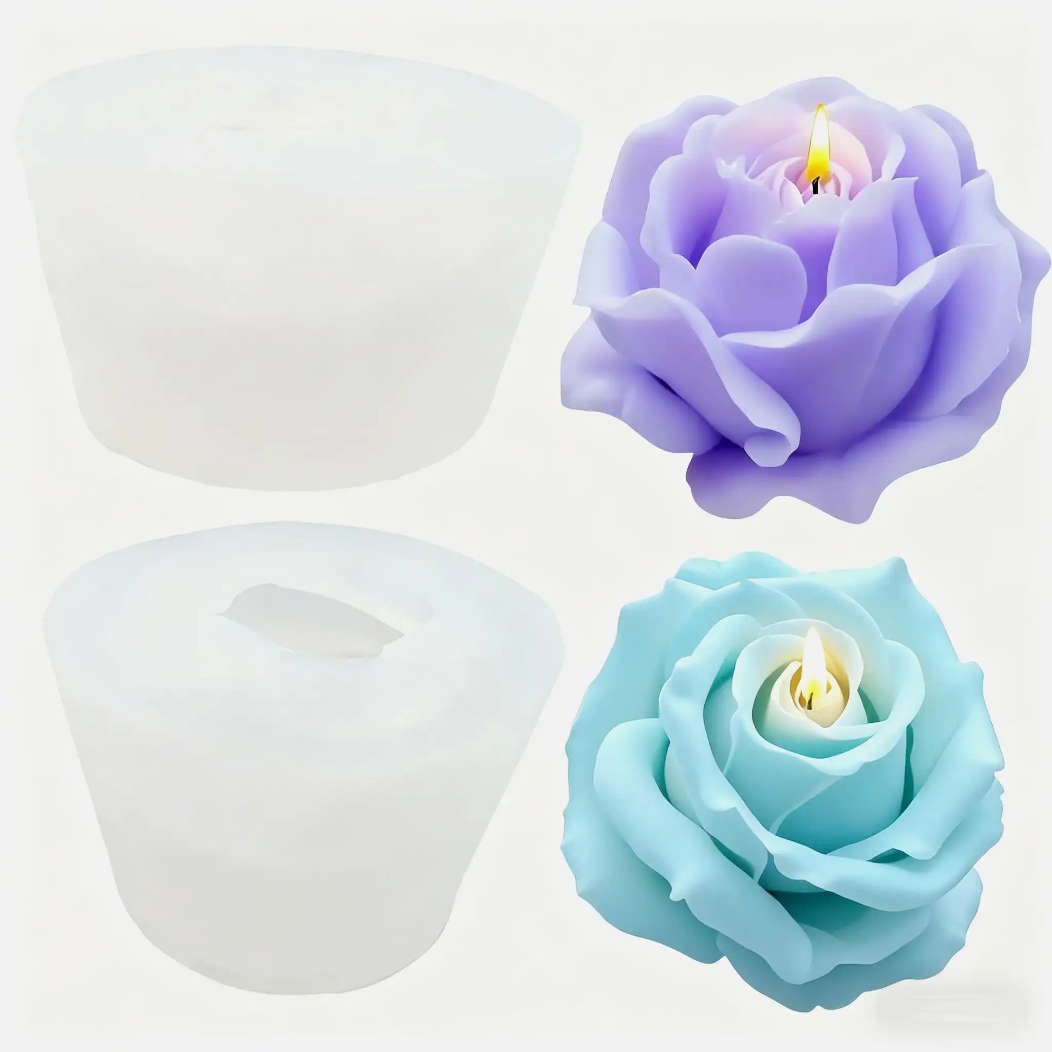 2개 세트의 로맨틱한 3D 장미 모양 실리콘 캔들 몰드 - Soap Making Gifts 리뷰 및 가격
