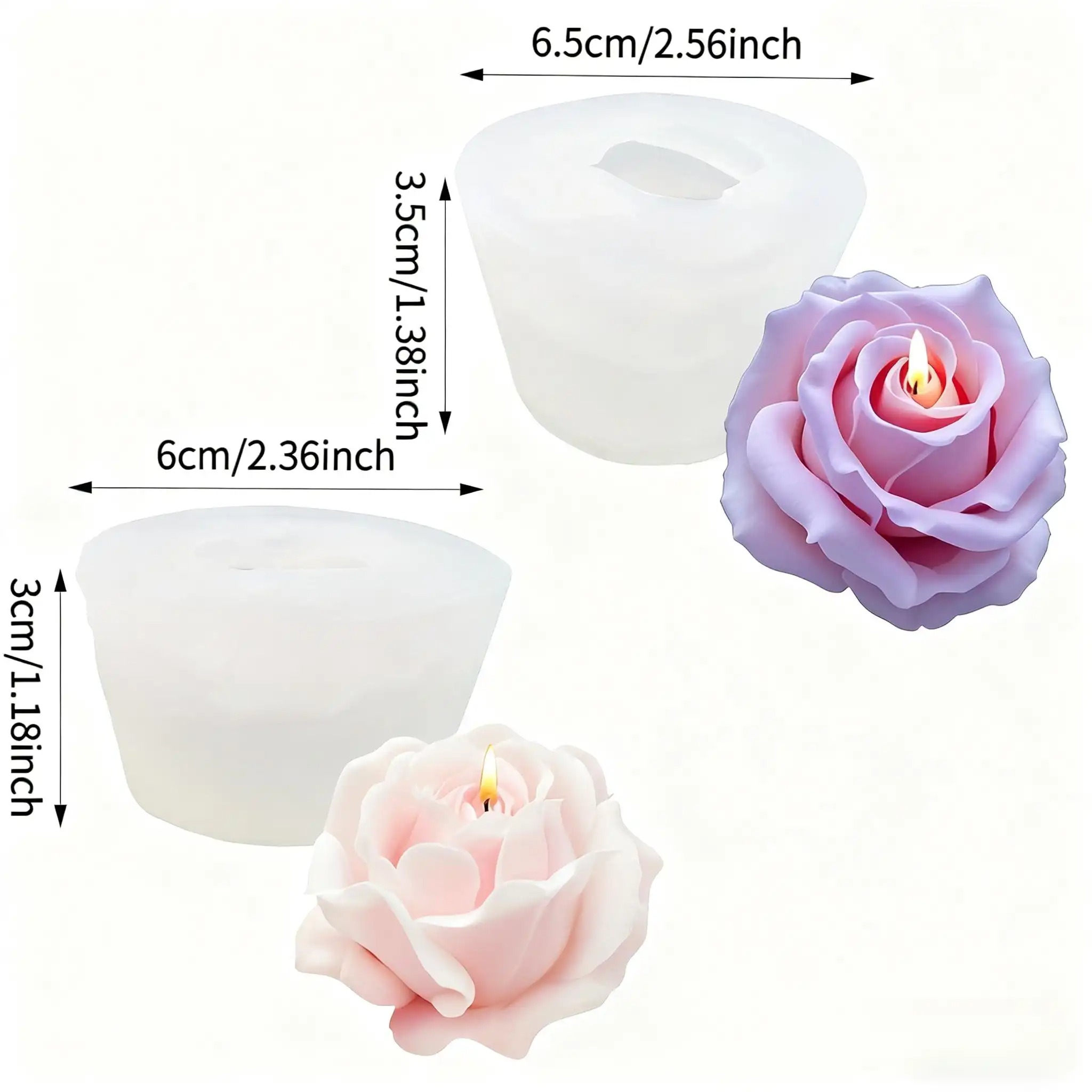 2개 세트의 로맨틱한 3D 장미 모양 실리콘 캔들 몰드 - Soap Making Gifts 리뷰 및 가격